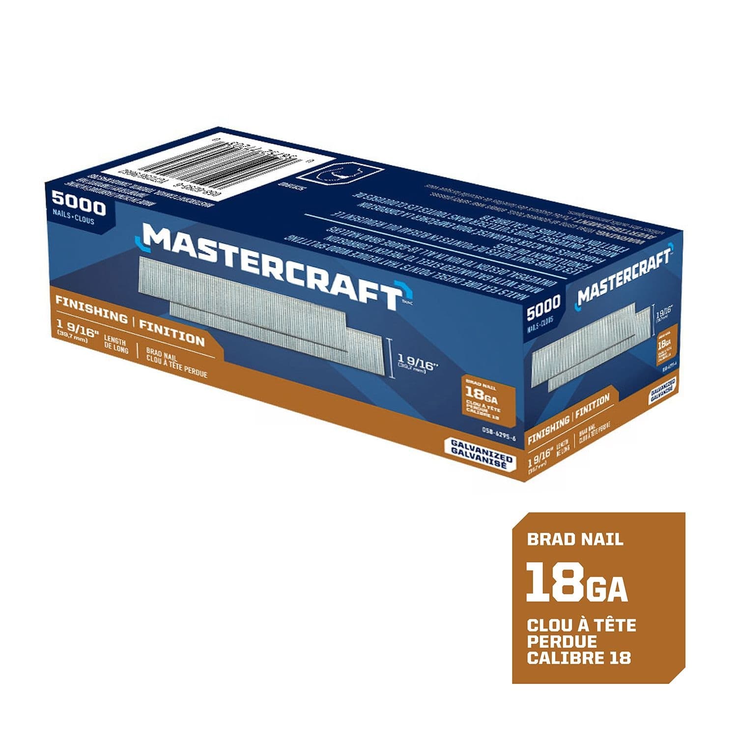 Mastercraft 1-9/16-in x 18-Gauge Galvanized Steel Finishing Brad Nails (5000-Pack)