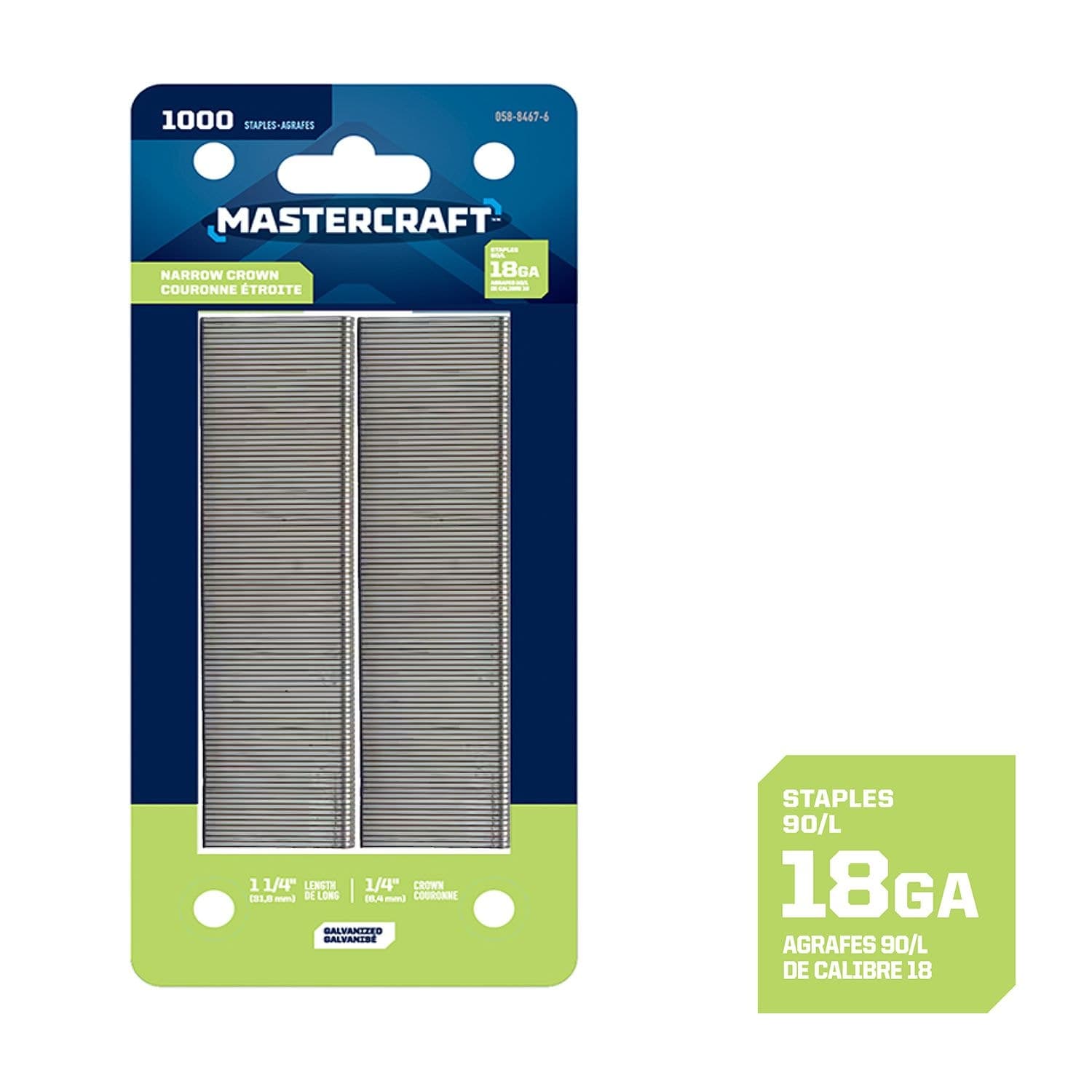 Mastercraft 1-1/4-in x 1/4-in 18-Gauge Galvanized Narrow Crown Staples (1000 Pieces)
