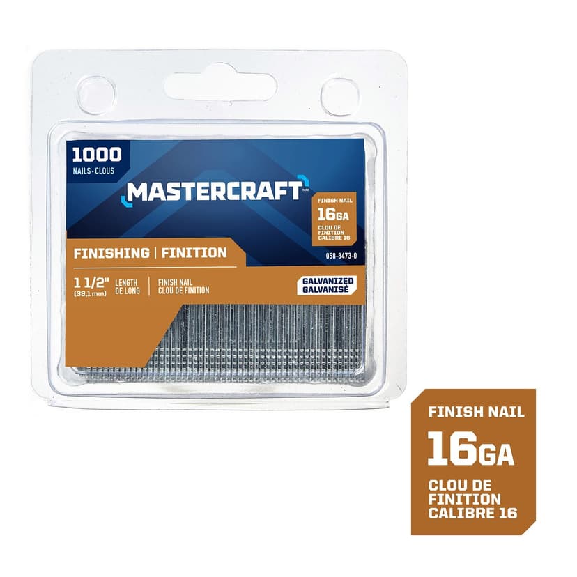 Mastercraft 1-1/2-in x 16-Gauge Galvanized Steel Finishing Brad Nails (1000-Pack)