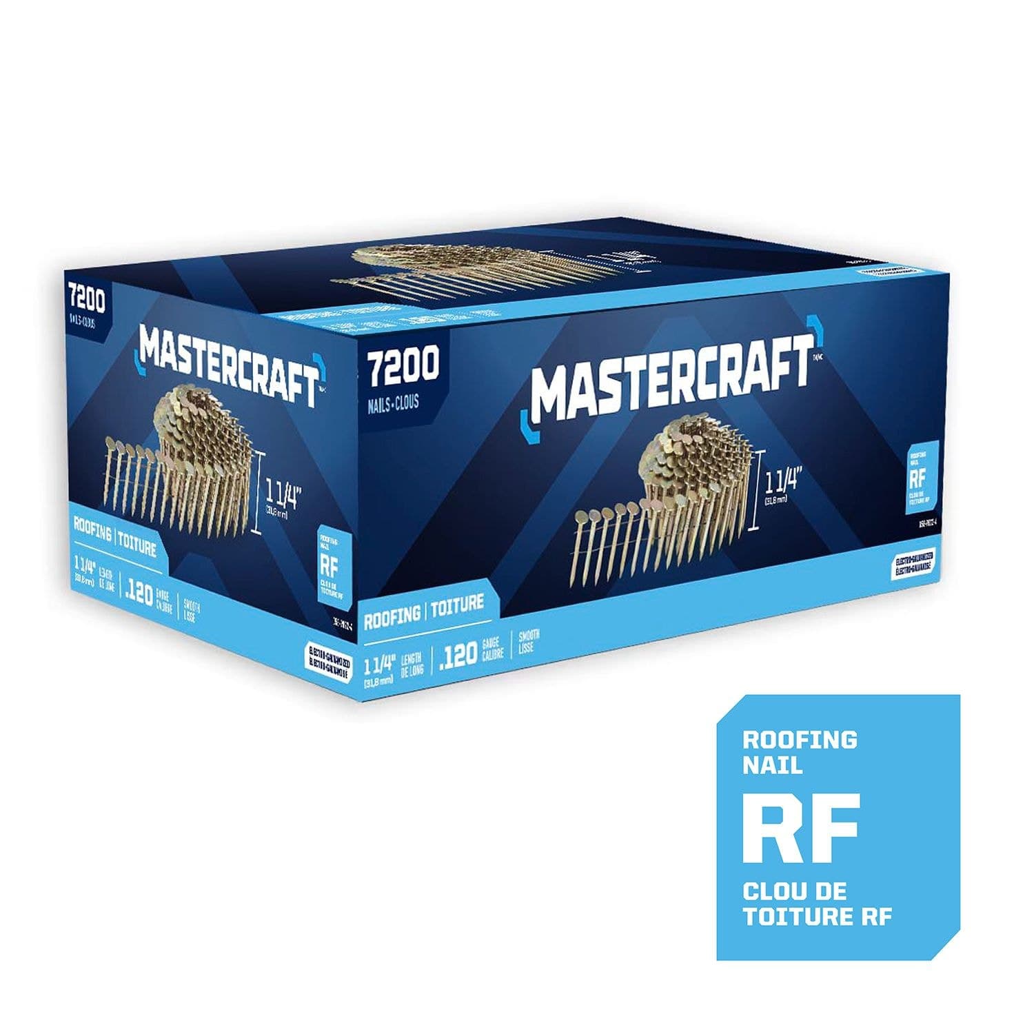 Mastercraft 1-1/4 in. x 0.120-Gauge Electro-Galvanized Steel Coil Roofing Nails (7200 per Box)