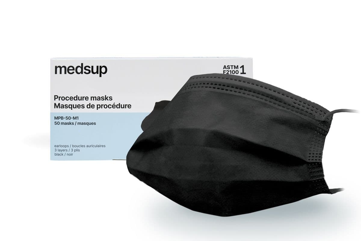 ASTM Level 1 Face Masks, Black, 50-pk
