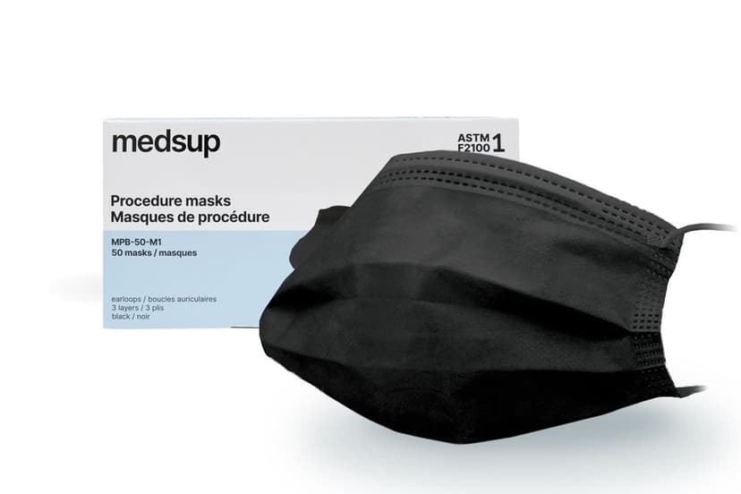 ASTM Level 1 Face Masks, Black, 50-pk