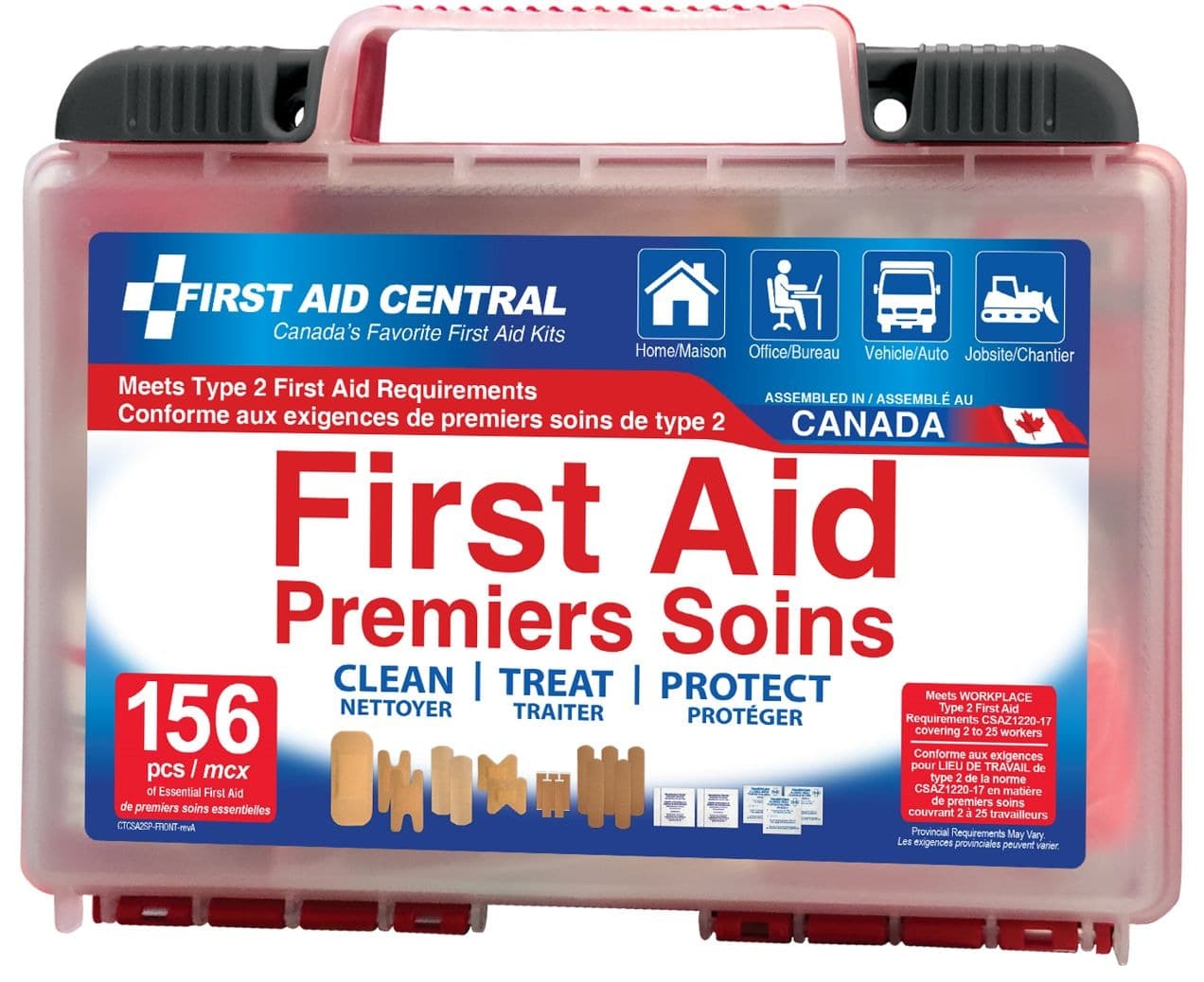 First Aid Central, First Aid Kit, Meets Workplace Type 2 Requirements, 156-pc