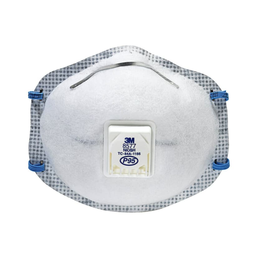 3M 8577 P95 Cool Flow™ NIOSH-Approved Face Mask, Particulate Respirator with Odour Reduction & Exhale Valve, White