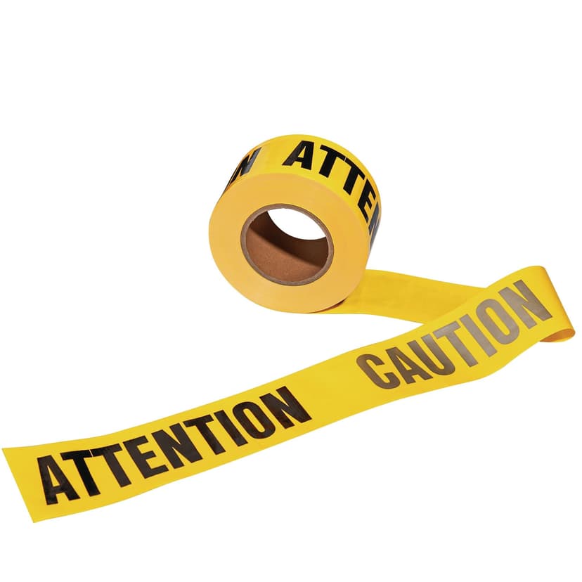 Reinforced Woven Caution Tape, 3"x300', Black/Silver