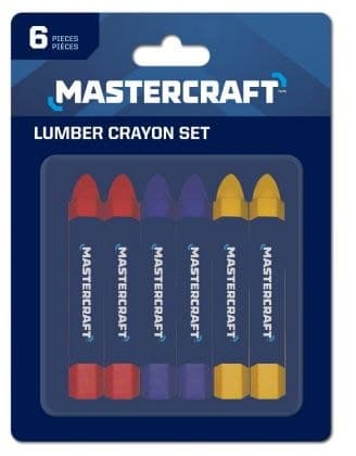 Mastercraft Professional Lumber Crayons, Red/Blue/Yellow, 6-pk