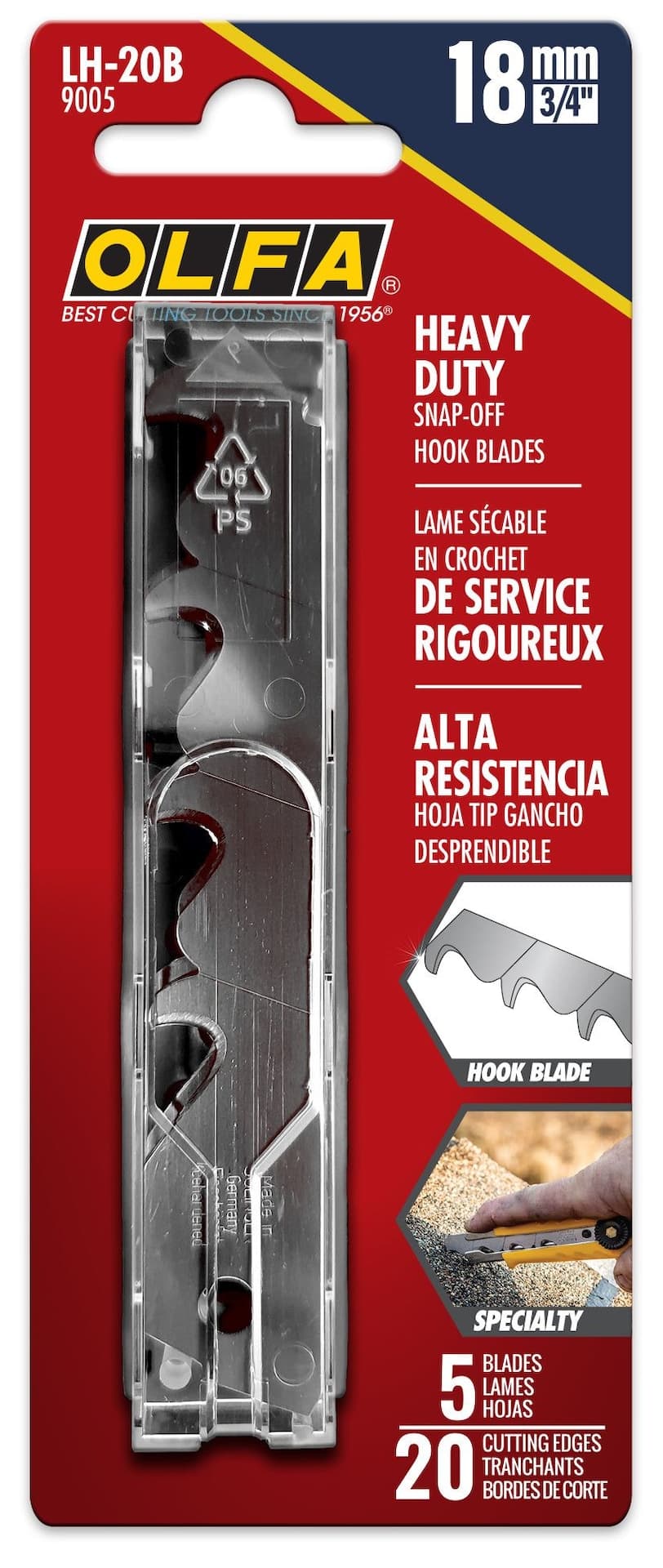 OLFA Extra Heavy-Duty Snap-Off Hook Blades, 18-mm