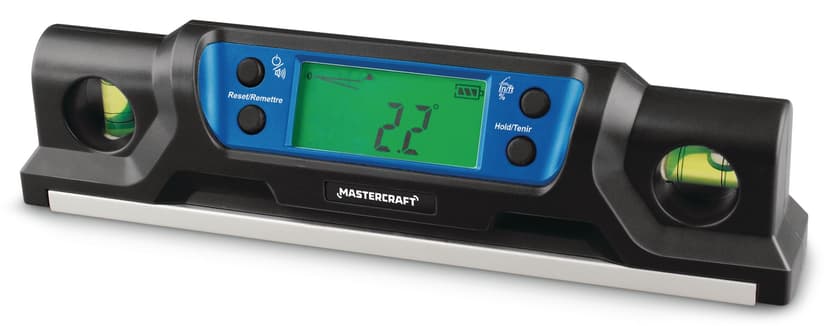 Mastercraft Acrylic Torpedo Spirit Level with Backlit LCD, 8 in, Black