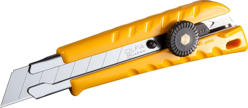 OLFA L-1 5003 Heavy-Duty Ratchet-Lock Snap-off Utility Knife, 18-mm, Yellow