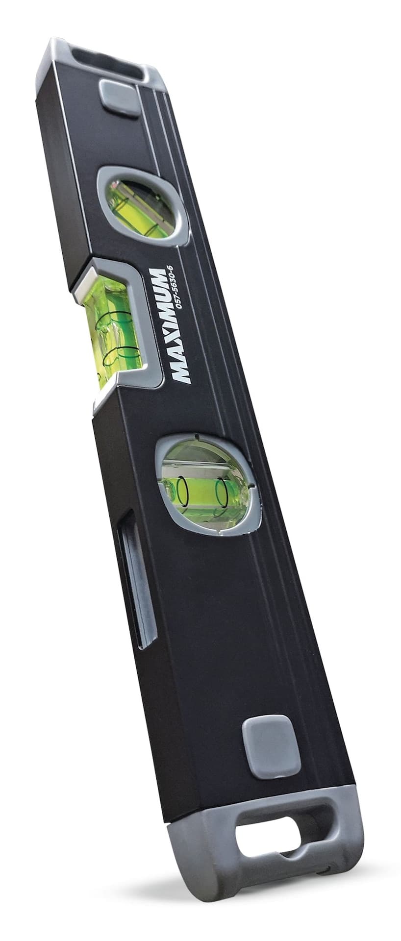 MAXIMUM Aluminum Tool Box Spirit Level, Black, 12-in