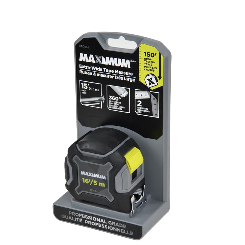MAXIMUM Tape Measure, 16-ft/5-m,150' drop tested