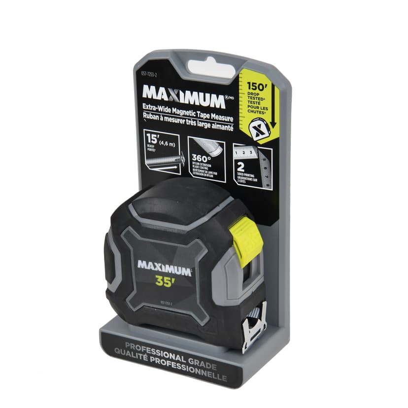 MAXIMUM Tape Measure with Double Side Printing, 35-ft, 150' drop tested