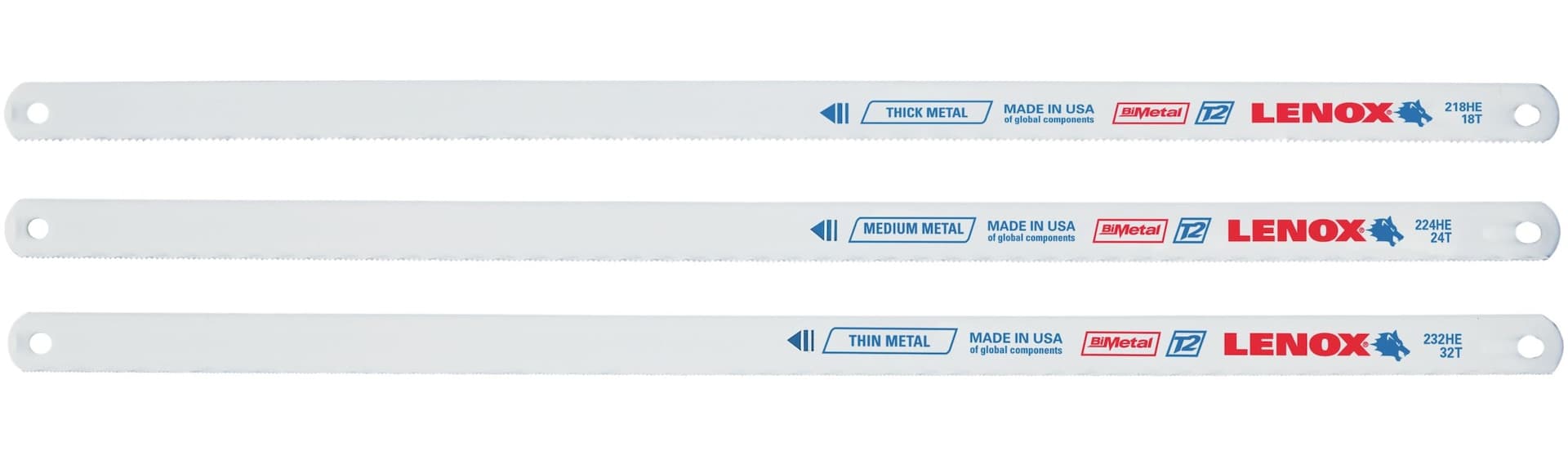 Lenox 20712A12HE 12-in Assorted-TPI Bi-Metal Hacksaw Blade Set, 3-pc