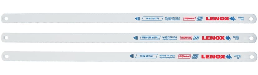 Lenox 20712A12HE 12-in Assorted-TPI Bi-Metal Hacksaw Blade Set, 3-pc