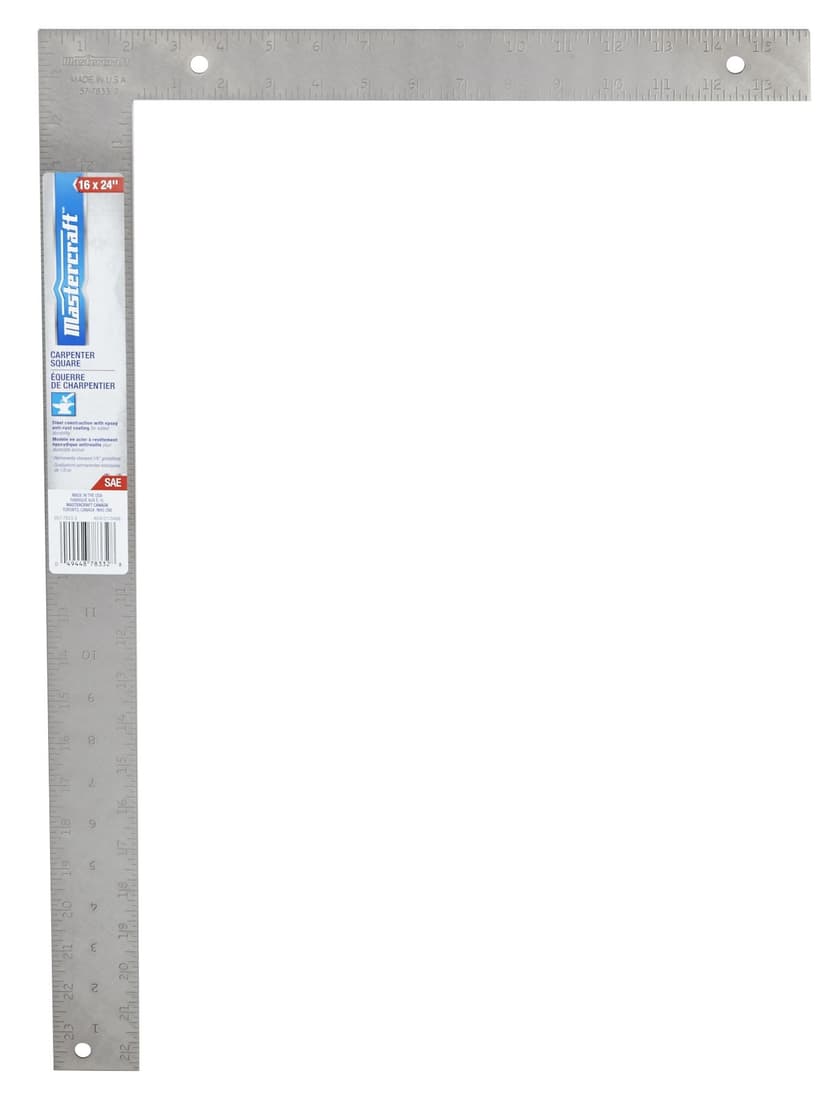 Mastercraft SAE Steel Framing Square, 16 x 24-in, Silver