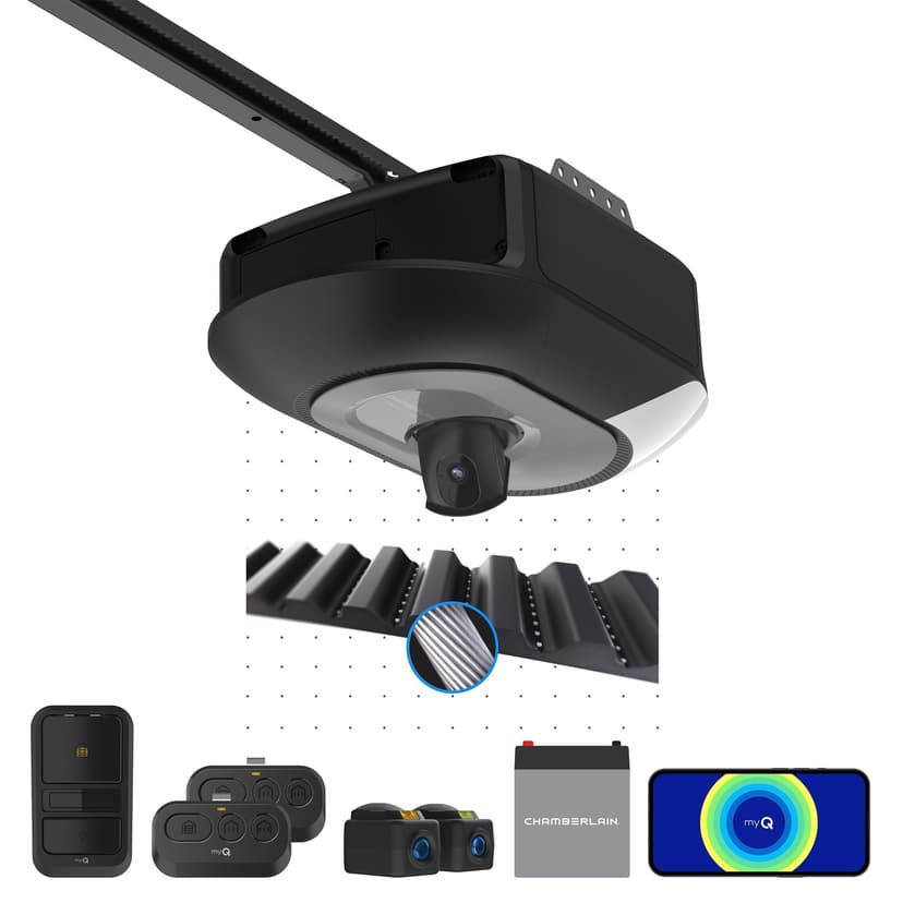 Chamberlain 1 HP Belt Garage Door Opener with Camera & Battery