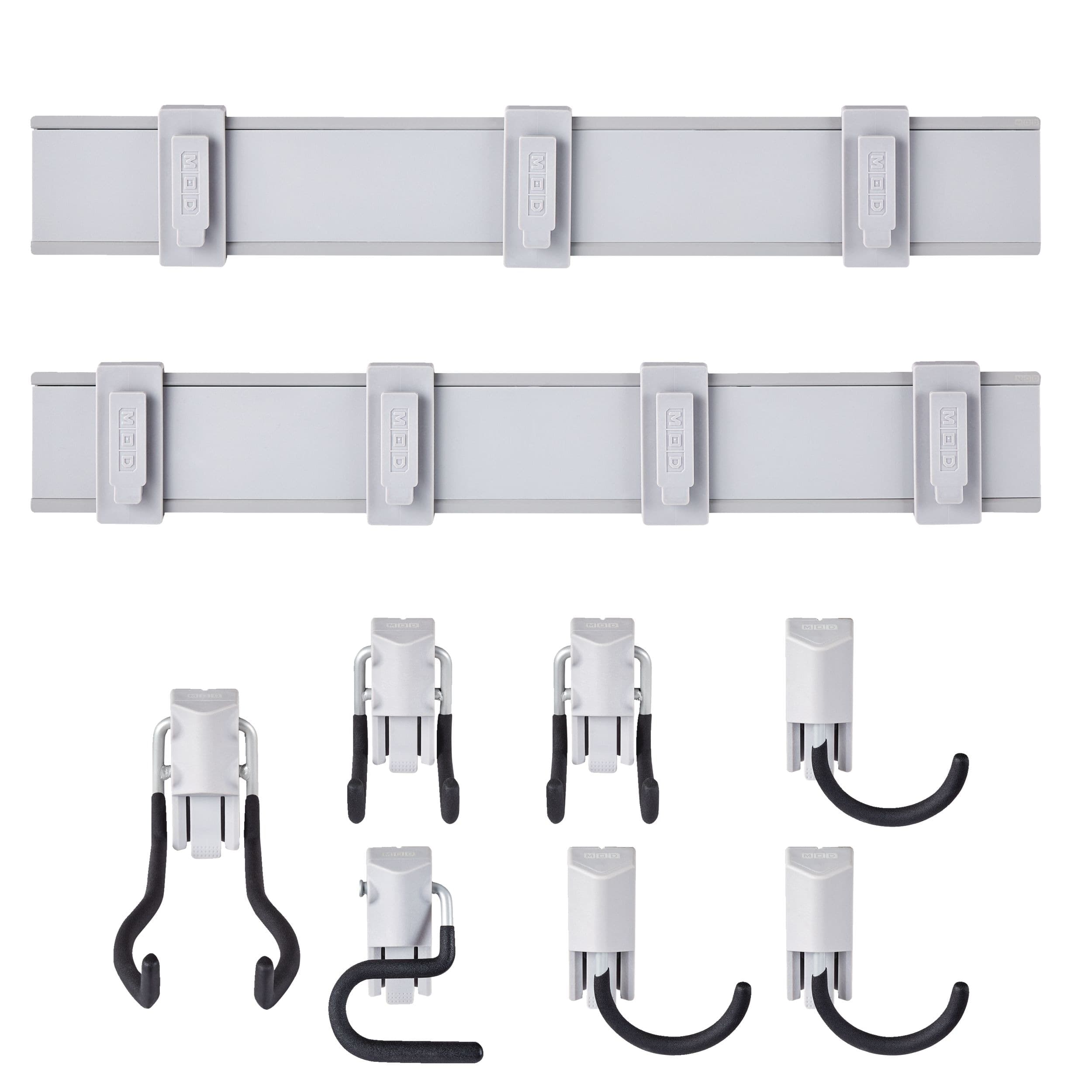 Mastercraft MOD Wall Organization Starter Kit, 9-pc, 2 Wall Tracks & 7 Hooks