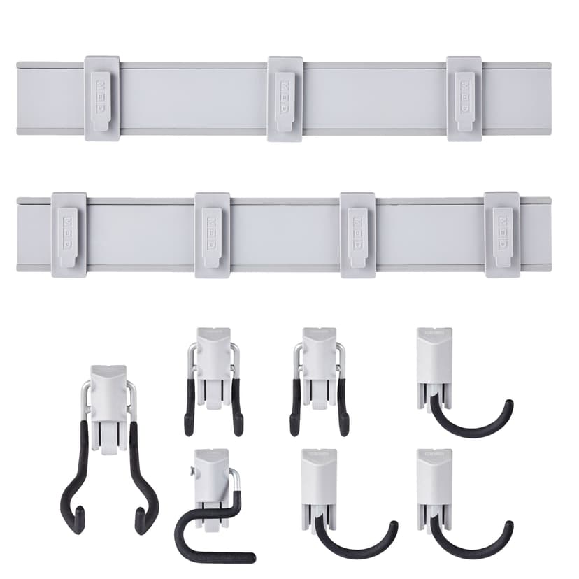 Mastercraft MOD Wall Organization Starter Kit, 9-pc, 2 Wall Tracks & 7 Hooks