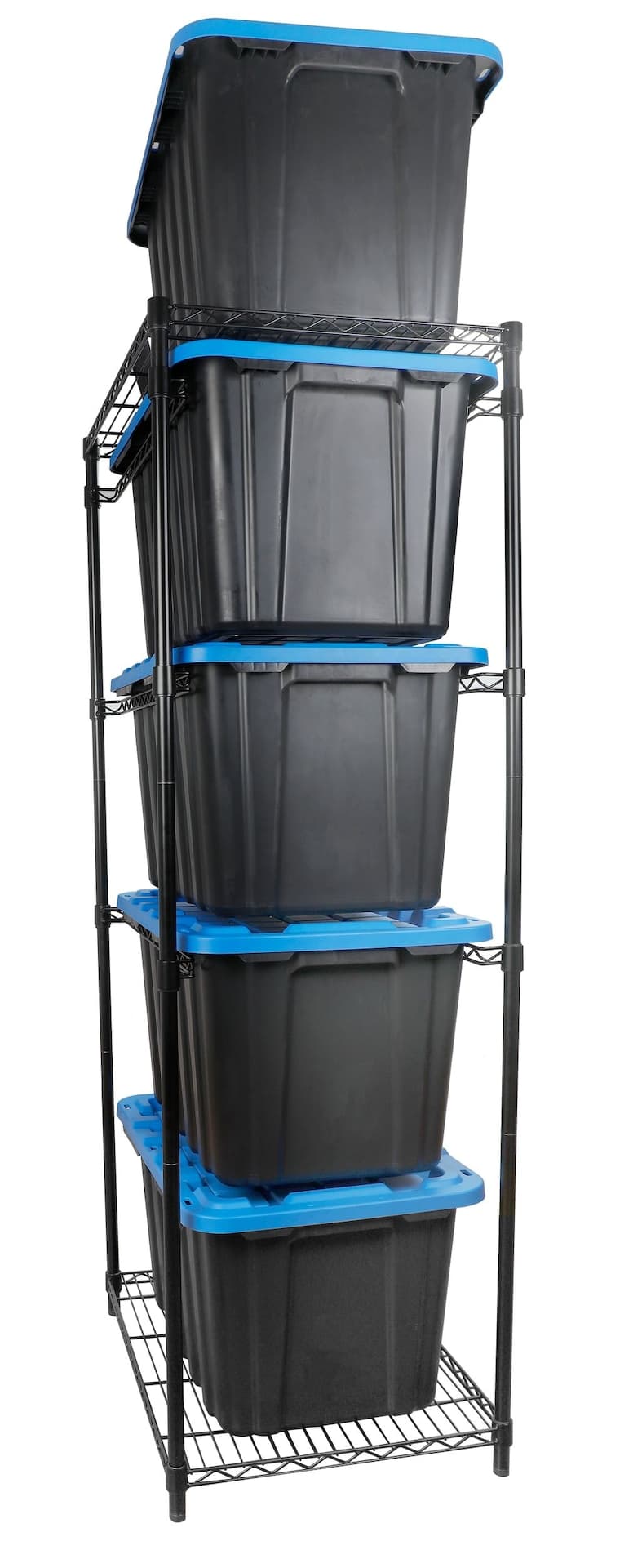 Duratech 5-Tier Steel Tote Storage Rack, Black, Totes Not Included.