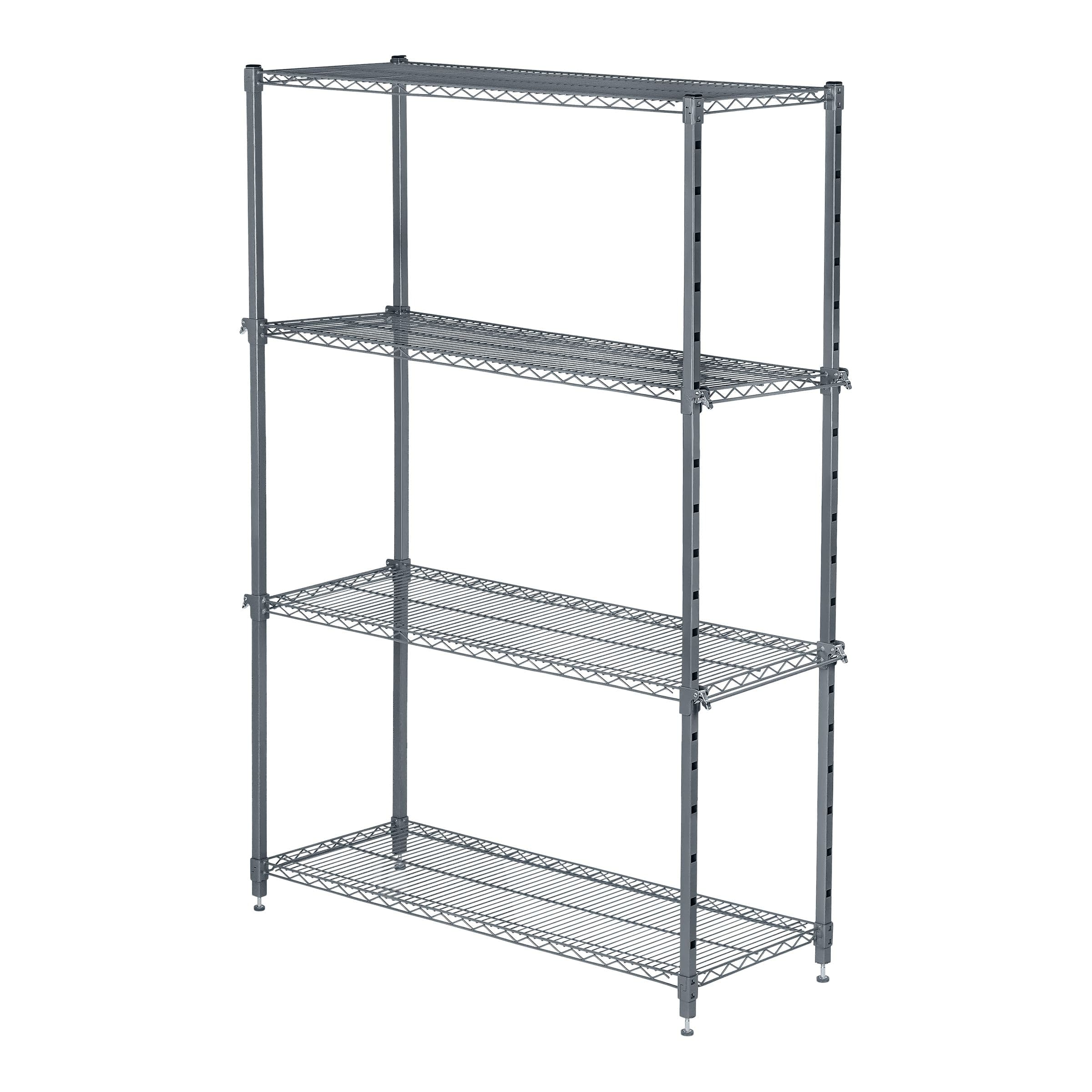 CleverMade 4-Shelf Adjustable Height Metal Storage Rack / Shelving, 52 x 19 x 73-in