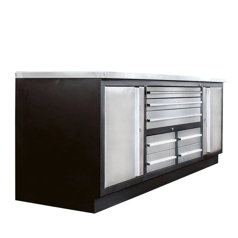 TMG Industrial 85" Stainless Steel Workbench, Silver