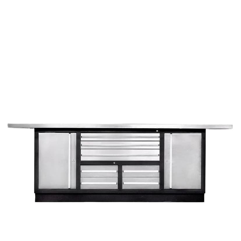 TMG Industrial 85" Stainless Steel Platform Workbench, Silver