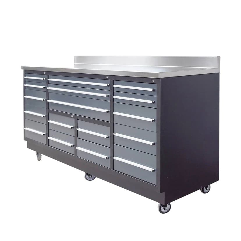 TMG Industrial 7' 17-Drawer Pro Series Workbench, Grey