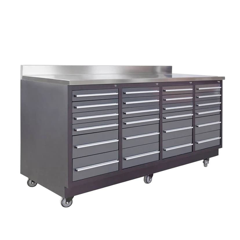 TMG Industrial 7' 24-Drawer Pro Series Workbench, Grey