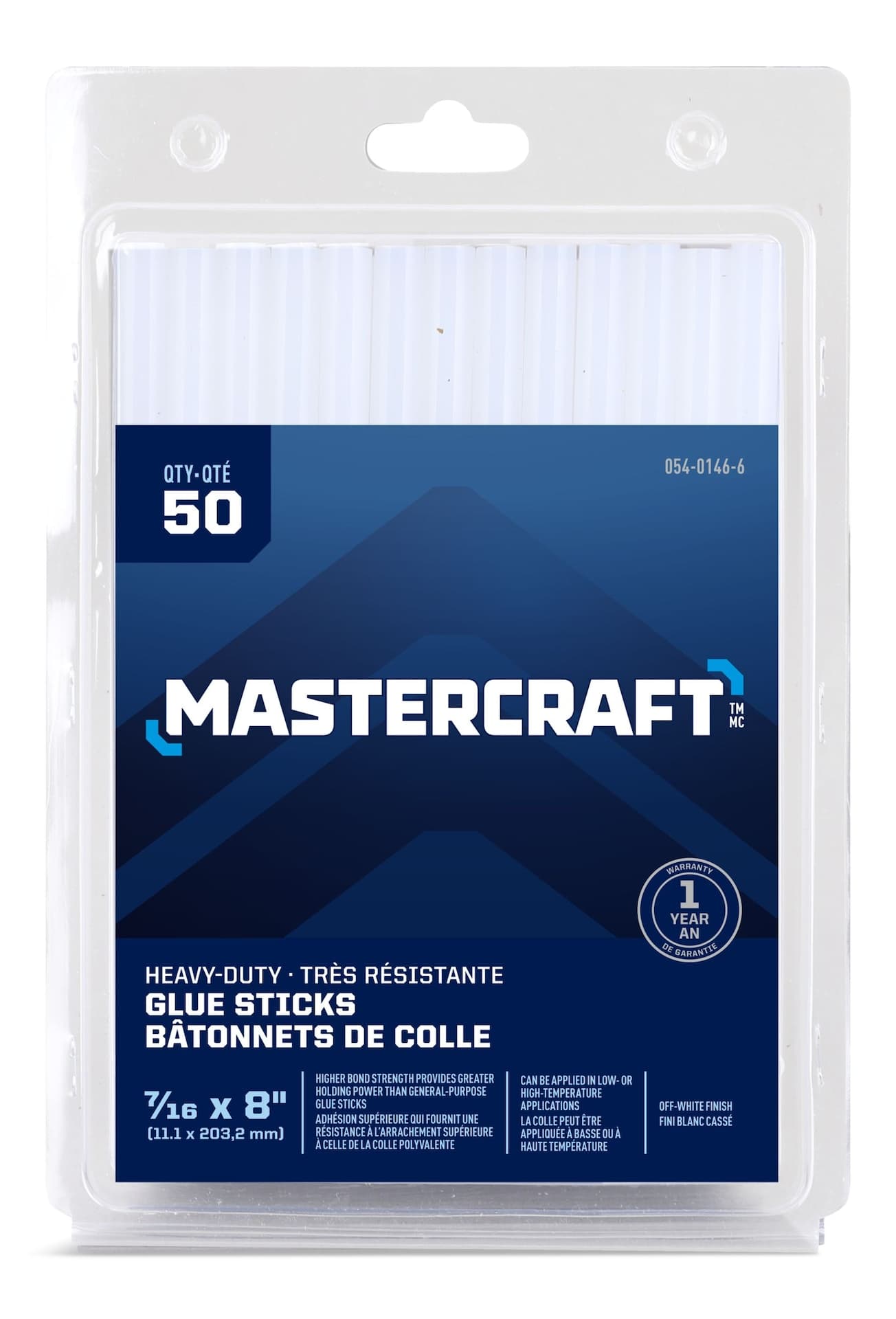 Mastercraft Clear All-Purpose Hot Glue Gun Sticks, 7/16 x 8-in, 50-pk