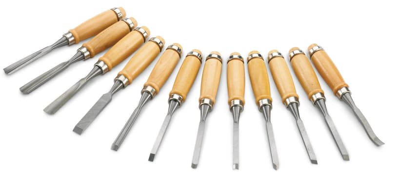 Mastercraft Carving Tool Set with Pouch, Forged Steel Blades, Wooden Handles, 12-pc