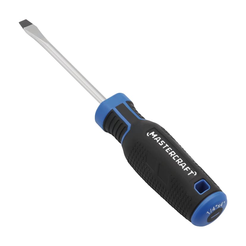 Mastercraft 1/4-in x 4-in Flat Head Screwdriver, Slotted, Rubber Grip