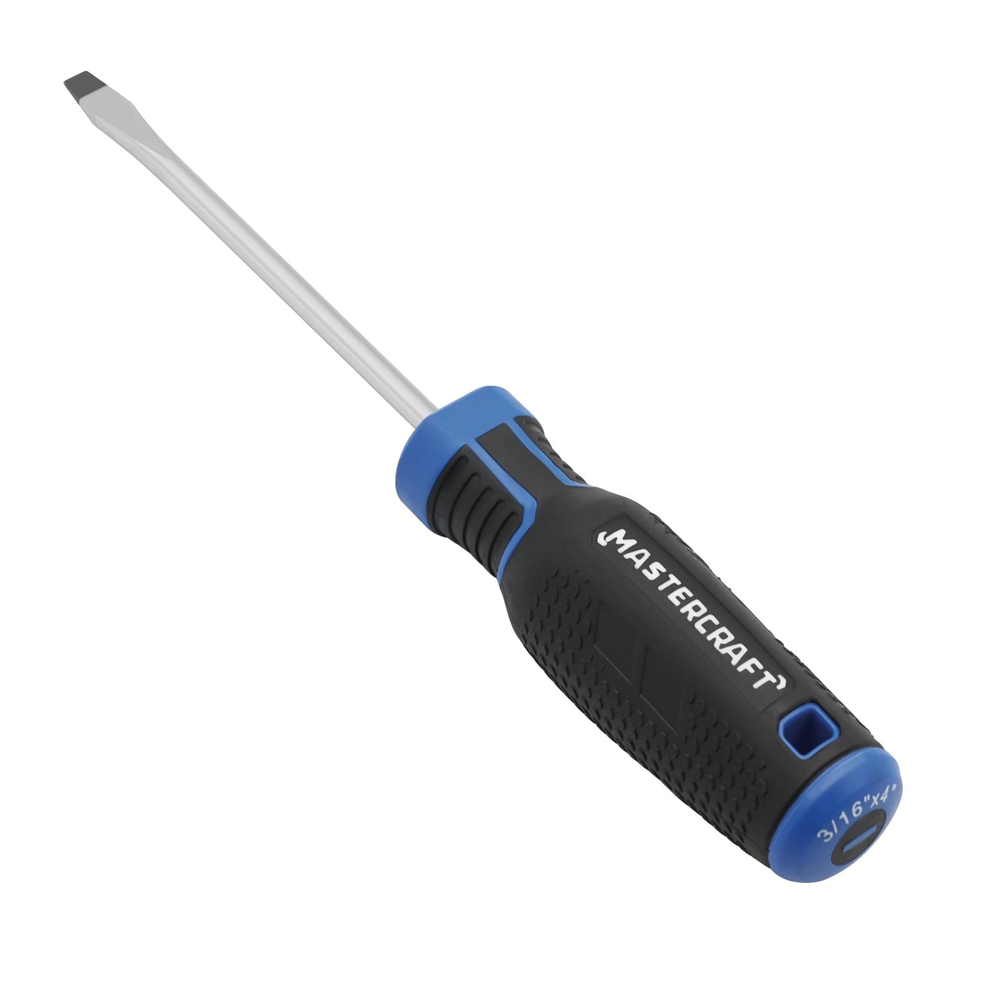 Mastercraft 3/16-in x 4-in Flat Head Screwdriver, Slotted, Rubber Grip