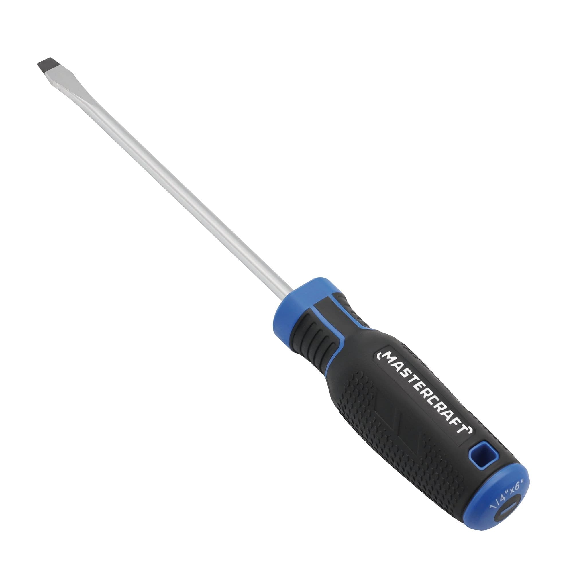 Mastercraft 1/4-in x 6-in Flat Head Screwdriver, Slotted, Rubber Grip