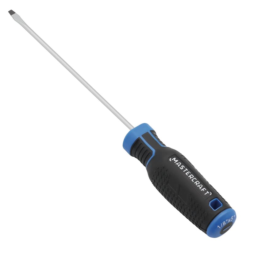 Mastercraft 1/8-in x 5-in Flat Head Screwdriver, Slotted, Rubber Grip, Magnetic
