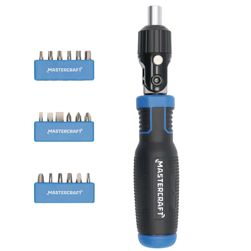 Mastercraft Ratcheting Screwdriver with 5-Way Pivoting Head, 19-pc