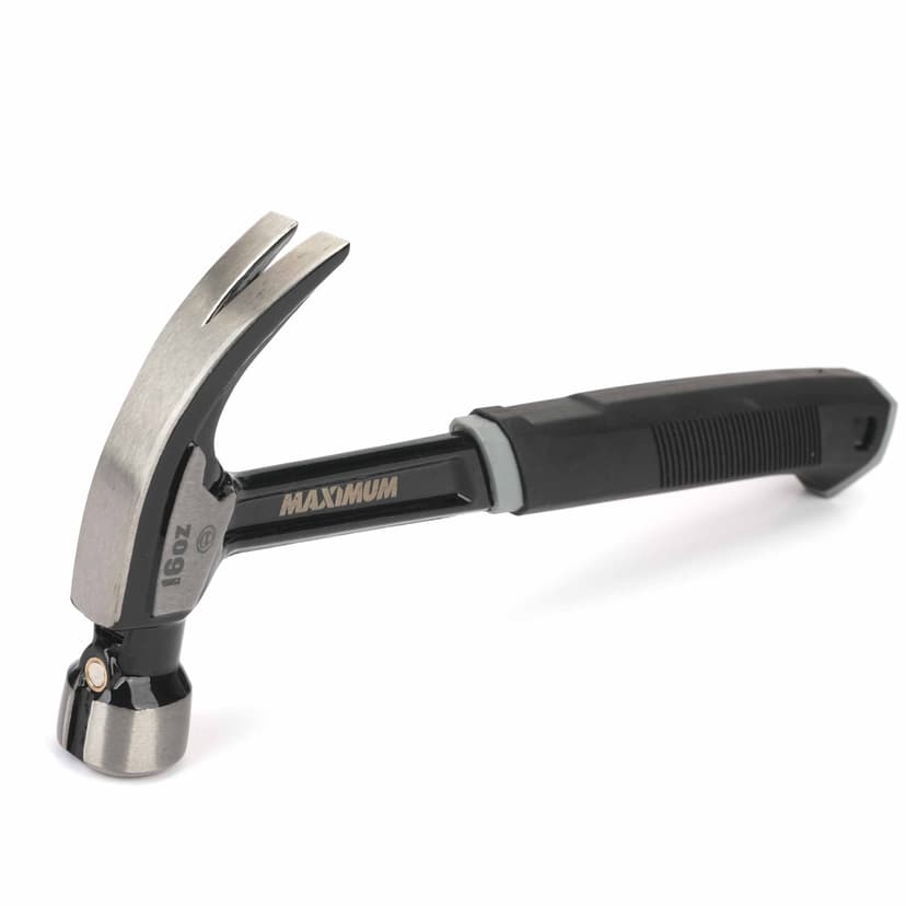 Maximum 16-oz Magnetic Claw Hammer One-Piece Steel Construction, Non-Slip Handle