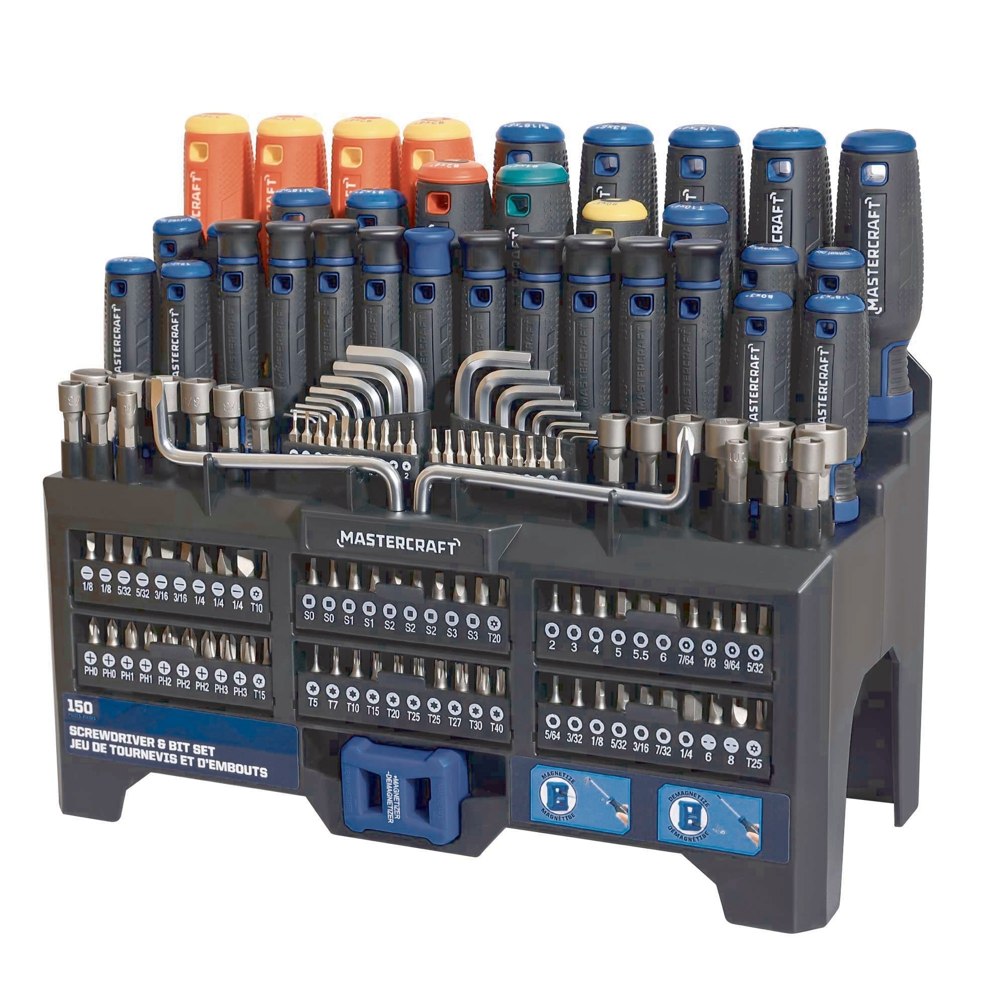 Mastercraft Screwdriver Set with Magnetizing Stand, 150-Piece