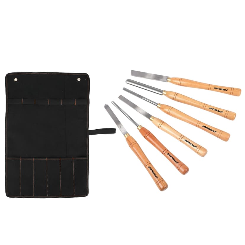 Mastercraft Wood Lathe Chisel Set with Forged Steel Blades and Wooden Handles, 6-pc
