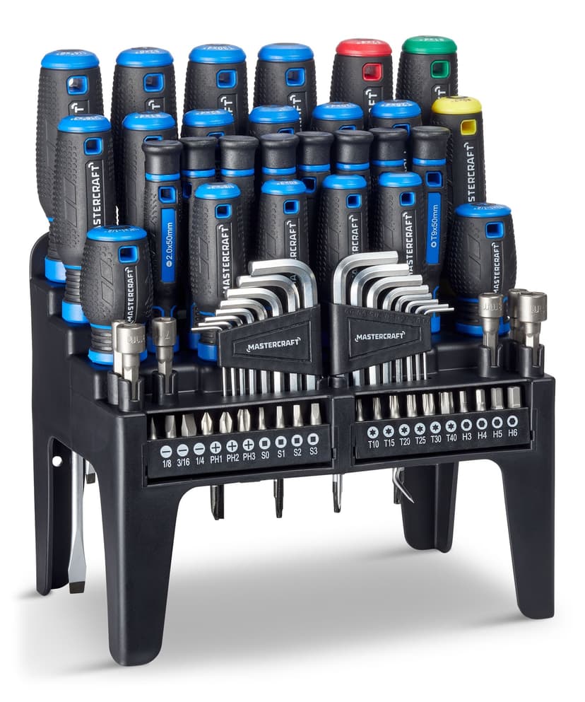Mastercraft Screwdriver Set with Wall-Mountable Stand, 69-pc