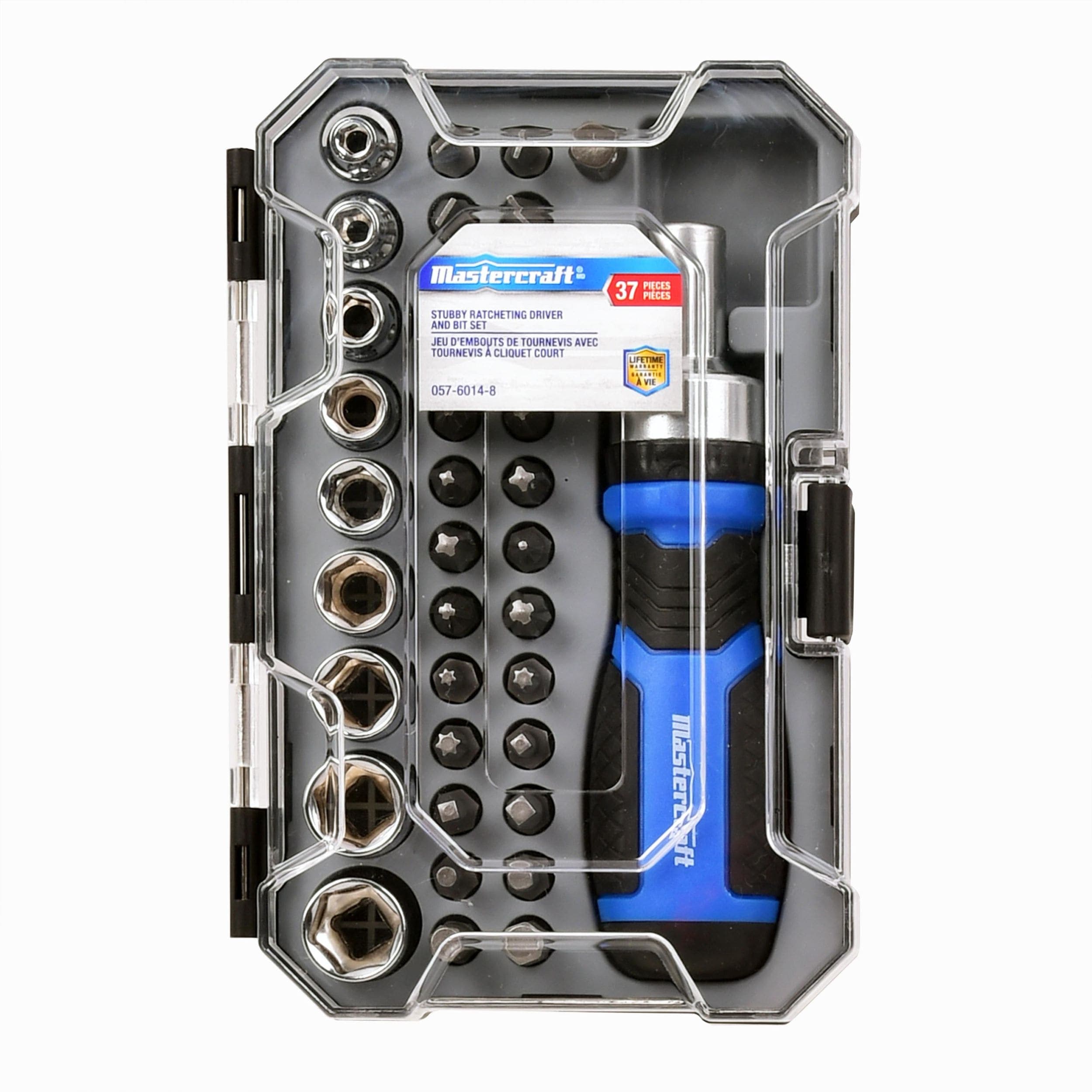 Mastercraft Stubby Ratcheting Screwdriver and Socket Set with Case, 37-pc