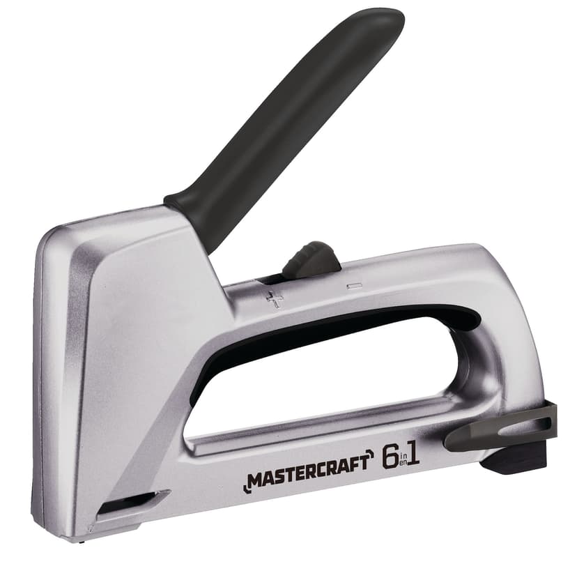 Mastercraft 6-in-1 Heavy Duty Die Cast Stapler, Fits 5/16-9/16-in T50 Staples, 1/4-9/16-in JT-21 Staples, 7/16-9/16-in T25 Staples, 1/4-9/16-in No. 13 Staples, 5/8-in Brad Nails, & 5/8-in No. 9 pins