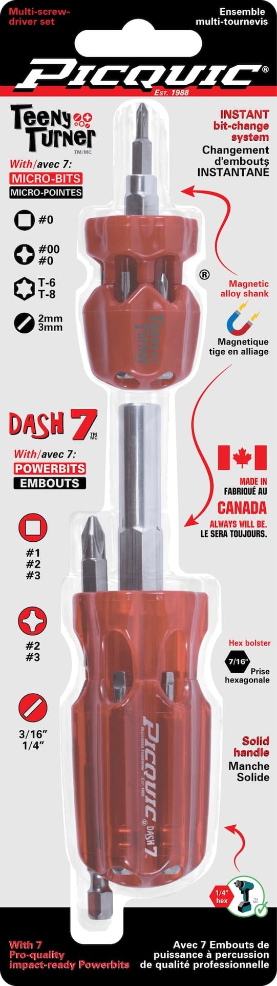 Picquic Dash 7 And Teeny Turner Combo Multi-Bit Screwdriver Set