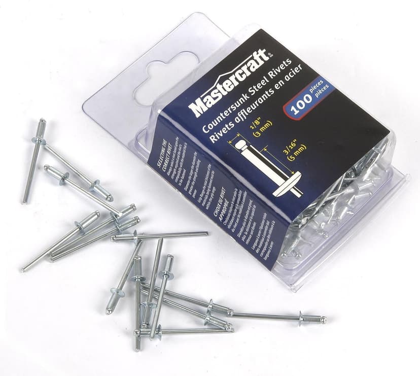 Mastercraft 1/8-in x 3/16-in Short Steel Countersunk Rivets, 100-pk