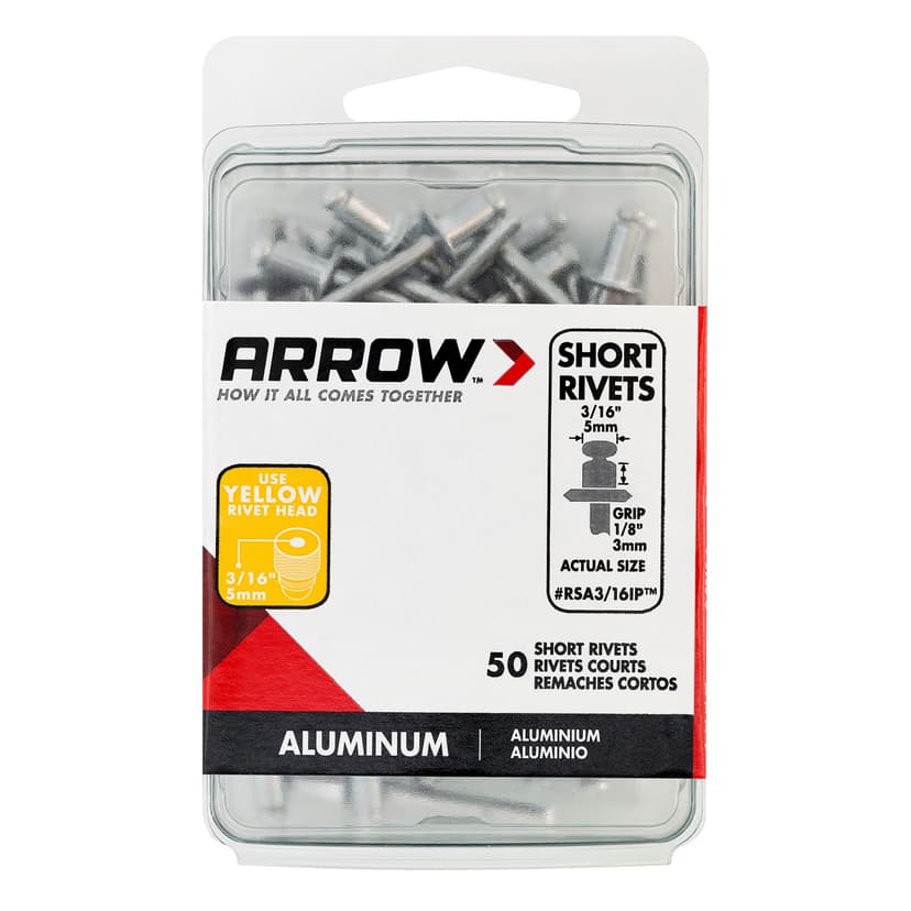 Arrow Rivet Aluminum Short, 3/16-in, 50-Pack