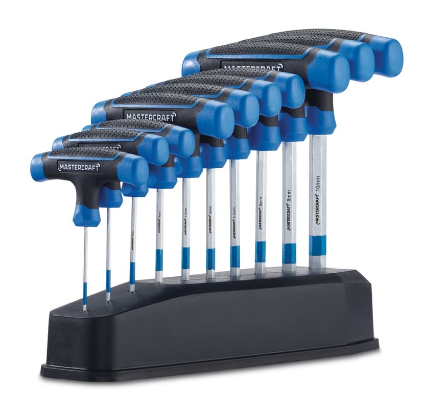Mastercraft T-Handle Hex Key Set/Allen Wrench Set, Metric, Rust Resistant, Cr-V Steel, 10-pc