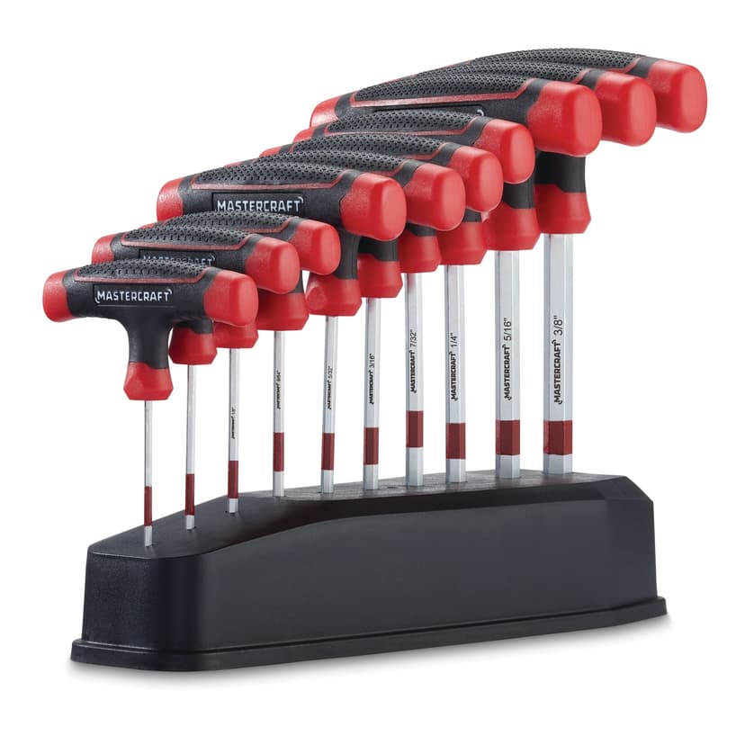 Mastercraft T-Handle Hex Key Set/Allen Wrench Set, SAE, Rust Resistant, Cr-V Steel, 10-pc