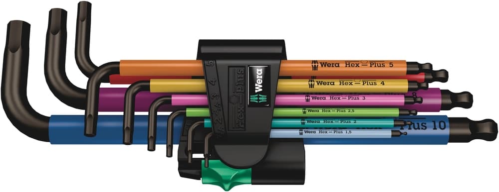 Wera Hex Key Set/Allen Wrench Set, Colour-Coded Sleeve, Metric, 9-pc