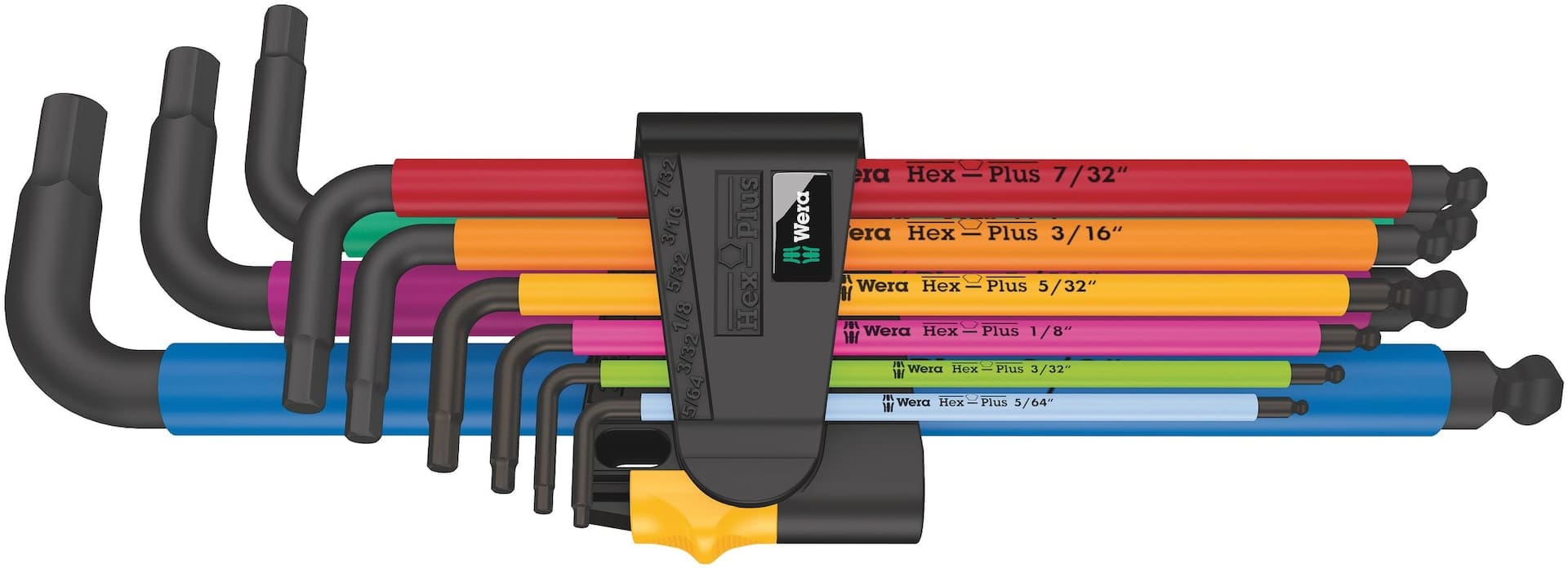 Wera Hex Key Set/Allen Wrench Set, Colour-Coded Sleeve, SAE, 9-pc