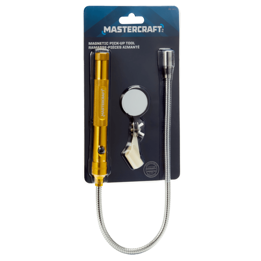 Mastercraft Magnetic Pickup Tool with 1.4-in Lighted Glass Mirror, 5-lb Load Capacity