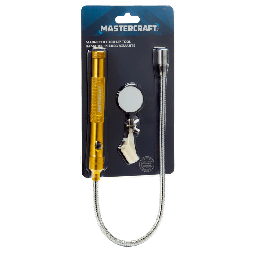 Mastercraft Magnetic Pickup Tool with 1.4-in Lighted Glass Mirror, 5-lb Load Capacity